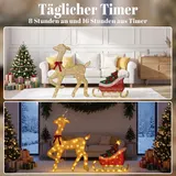Outsunny LED Rentier mit Schlitten 125 cm Weihnachtsdeko mit 95 Lichtern – Bild 7