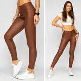 Leggins Hose Kunstleder Leggings Unifarben Casual Damen Mix BOLF Lederoptik – Bild 1
