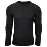Baxboy Strickpullover Herren Two Tone Rundhals Pullover Grobstrick B-8056 – Bild 2