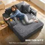Chaiselongue 2 Sitzer Groß Schlafsofa 134 x 151 cm mit Becherhalter, Grau – Bild 7