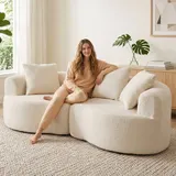 Sofa 3 Sitzer 207 cm Cloud Sofa mit Chenille-Optik, 68 cm Tiefe Sitze, Cremeweiß – Bild 10