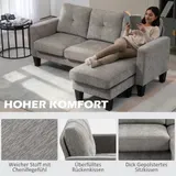 HOMCOM Ecksofa, Eck-Couch mit umkehrbarer Chaiselongue, Chenille-Optik, Braun – Bild 5
