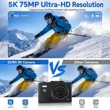 5K Digitalkamera Kompaktkamera mit 18X Digital Zoom 180 Klappdisplay 75MP +64gb – Bild 8