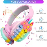 Kinder Faltbare Over Ear Kabellose Bluetooth Kopfhörer, 3D Push Pop Fidget Einhorn – Bild 2