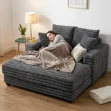 Chaiselongue 2 Sitzer Groß Schlafsofa 134 x 151 cm mit Becherhalter, Grau – Bild 10