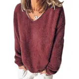 Damen-fleece-sweatshirt Mit V-ausschnitt, Pullover Übergröße Pullover Damenmode – Bild 6
