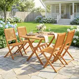 Outsunny Gartenmöbel Set Akazienholz Sitzgruppe 5-tlg. Tisch mit 4 Klappstühlen – Bild 1