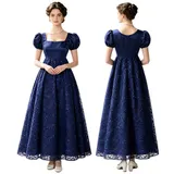 Damen Vintage Regency Kleid Victorian Maxikleid mit Puffärmeln Party Abendkleid – Bild 1