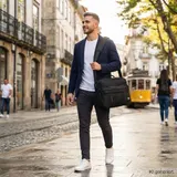 Herren Groß Umhängetasche Schultertasche Arbeitstasche Tasche Schwarz Nylon XXL – Bild 8