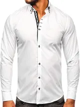Freizeithemd Hemd Shirt Herrenhemd Langarm Slim Fit Casual Herren BOLF Unifarben – Bild 1
