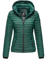 Marikoo Samtpfote Damen Jacke Steppjacke Frühling Übergangsjacke gesteppt Kapuze – Bild 1
