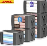 6x 90L Aufbewahrungstasche Aufbewahrungsbox mit Deckel, Groß Kleideraufbewahrung – Bild 1