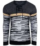 Herren Pullover Slim Fit Rundhals Strick-Pullover Longsleeve in Feinstrick B-156 – Bild 2