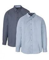 2 Herren Hemd Business grau blau weiß 100% Baumw Größe 39 XS - 45 XXL neu 5718 – Bild 1