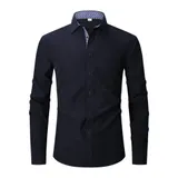 Hemd Herren Langarm Slim-Fit Hemden Kentkragen Freizeithemd Businesshemd – Bild 1