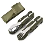 Campingbesteck Outdoorbesteck Bundeswehrbesteck Feldbesteck Faltbar Edelstahl – Bild 1