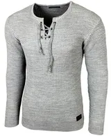 Herren Pullover Slim Fit Rundhals Strick-Pullover Longsleeve in Feinstrick B-132 – Bild 1