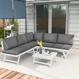 4-tlg. Gartenmöbel-Set, Balkonmöbel-Set mit Ecksofa, Doppelsofa, Refurbished – Bild 1