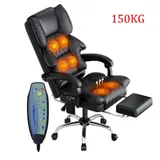 Massage Heizfunktion Bürostuhl mit Fußstütze Ergonomischer Chefsessel mit Liegef – Bild 1