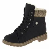 Damen Stiefeletten Schnürboots Gefütterte Stiefel Winterschuhe Schwarz 37-42 – Bild 1