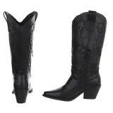 Used Look Damen Cowboyboots mit Reißverschluss Ital-Design 5356 in Schwarz – Bild 5