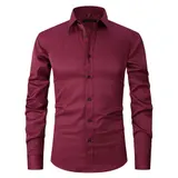 Stretch Hemd Herren Langarm Businesshemd Slim fit Hemden Kentkragen Freizeithemd – Bild 12