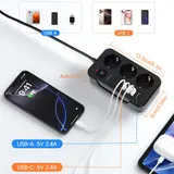 Steckdosenleiste 3-Fach 6 USB Mehrfachsteckdose mit Flachstecker und Schalter 2m – Bild 13