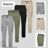 SUBLEVEL Herren Cargo Chino Hose mit Gürtel und Taschen Baumwolle – Bild 8