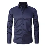 Stretch Hemd Herren Langarm Businesshemd Slim fit Hemden Kentkragen Freizeithemd – Bild 7