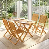 Outsunny Gartenmöbel Set Akazienholz Sitzgruppe 5-tlg. Tisch mit 4 Klappstühlen – Bild 10