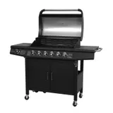 TAINO RED 6+1 Gasgrill BBQ Grill-Wagen Edelstahl Brenner Seitenkocher Schwarz – Bild 7