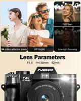 5K 48MP Digitalkamera Anfänger Fotokamera Autofokus 16X Zoom Kompakt Mit 32GB – Bild 3