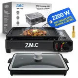 ZMC 2in1 Gasgrill Tischgrill Campingkocher 2,2kW mit 4x Gas + Adapter mit Pfanne – Bild 9