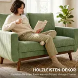 Sofa 2 Sitzer 134 cm Cord Couch mit dicker Rückenlehne, Holzlatten-Akzent – Bild 7