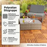Gartenset in grau Sitzgarnitur + 2 Sessel + Tisch Gartenmöbel Lounge Poly Rattan – Bild 2