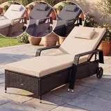 CASARIA® Sonnenliege Gartenliege mit Rollen Polyrattan Wetterfest Relaxliege – Bild 10