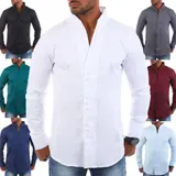 Carisma Herren Uni Stehkragenhemd slimfit einfarbig körperbetonte Passform H-902 – Bild 4