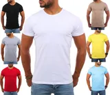 Young & Rich Herren Rundhals T-Shirt einfarbig slimfit stretch Uni Basic 1701 – Bild 2