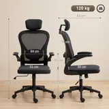 Bürostuhl Ergonomischer Schreibtischstuhl mit Hochklappbaren Armlehnen Schwarz – Bild 4