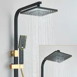 Edelstahl Duscharmatur Duschsystem Regendusche Duschset Handbrause Schwarz+Gold – Bild 7