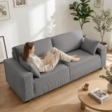 HOMCOM 3-Sitzer Sofa, 217 cm Couch mit Breiten Armlehnen, 2 Kissen, Cord-Optik – Bild 8