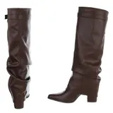 Damen Stiefel mit Reißverschluss Ital-Design 8657 in Braun – Bild 5