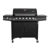 TAINO RED 6+1 Gasgrill BBQ Grill-Wagen Edelstahl Brenner Seitenkocher Schwarz – Bild 6