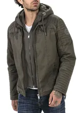 Redbridge Herren Jacke Übergangsjacke Bikerjacke abnehm Sweat- Kapuze 2in1 Look – Bild 2
