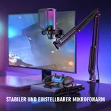 FIFINE USB Mikrofon PC Gaming mit Arm, Shock Mount für Streaming Podcast Studio – Bild 3