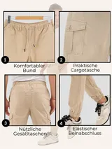 COMEOR Cargohose Herren Stretch Relaxed Fit – Chino Hose Baumwolle Männer Cargo – Bild 3
