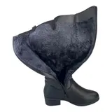 Damen Stiefel Boots Winterstiefel Gefüttert Blockabsatz Profilsohle Leder-Optik – Bild 6