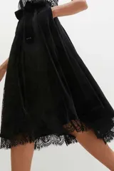 2-tlg Set Dirndl mit Samtrock Gr 36-54 Schwarz Wollweiß Trachten Wiesn Kleid Neu – Bild 5