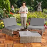 Gartenset in grau Sitzgarnitur + 2 Sessel + Tisch Gartenmöbel Lounge Poly Rattan – Bild 9