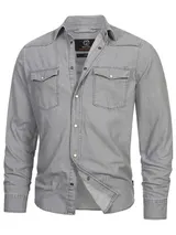 Indicode Herren Langarmhemd Mike-Hemd Jeanshemd Denim Freizeithemd Männerhemd – Bild 4